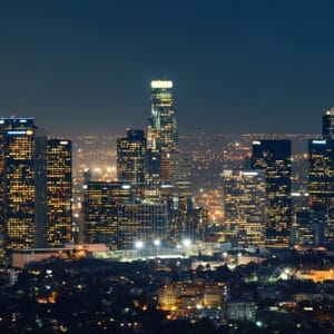Los,Angeles,Downtown,Buildings,At,Night