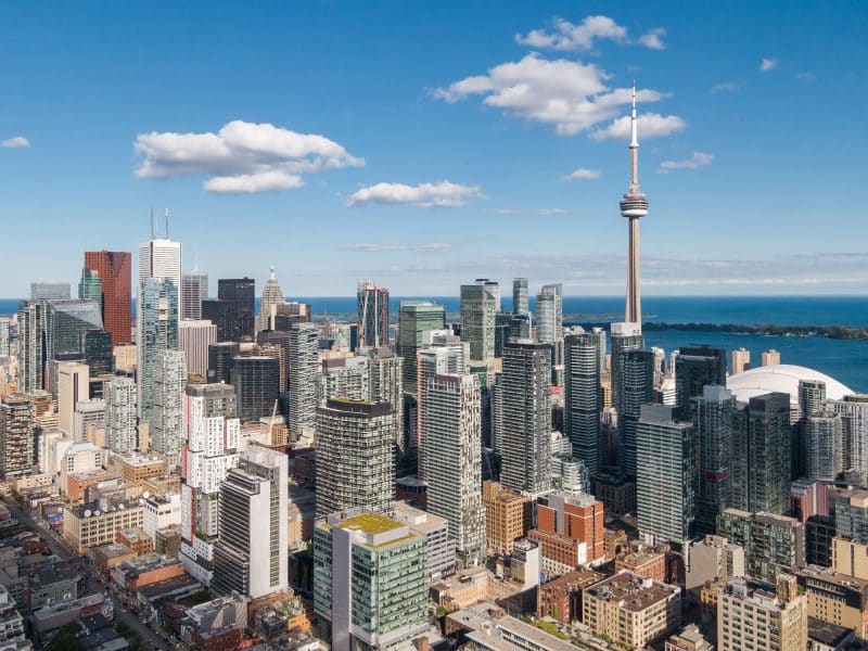 Toronto,,Ontario,,Canada,,Daytime,Aerial,View,Of,Toronto,Cityscape,Including